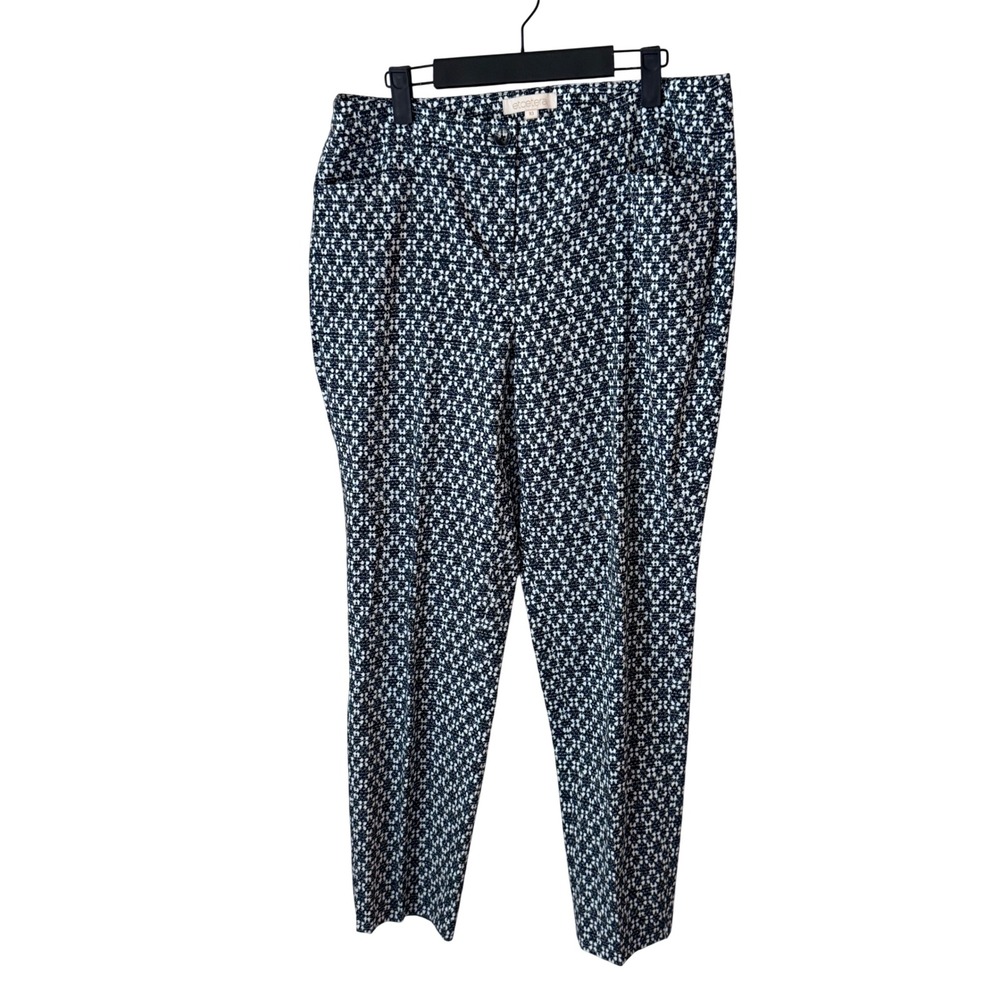 Etcetera Black White Geometric Print Straight Leg Trousers Pants Womens Size 10